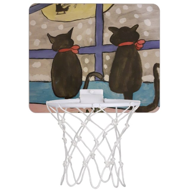 Black Cat Christmas Mini Basketball Hoop (Front)