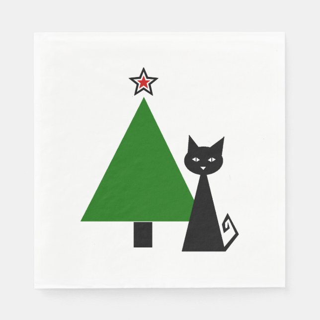 Black Cat Christmas Napkins (Front)