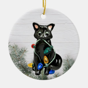 Black Cat Christmas Ornament