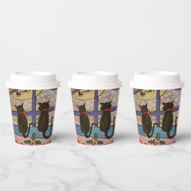 Black Cat Christmas Paper Cup (Multi)