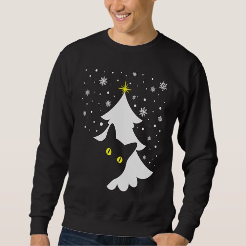 Black Cat Christmas Ree Pjs Xmas Sweatshirt