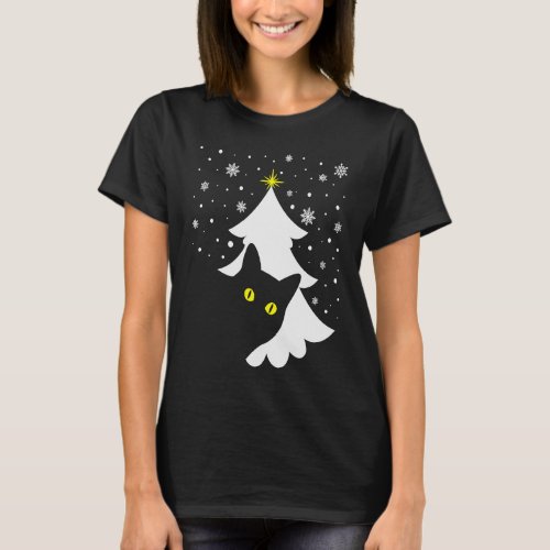 Black Cat Christmas Ree Pjs Xmas T_Shirt