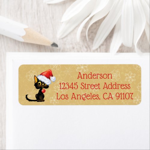 Black Cat Christmas Return Address Label