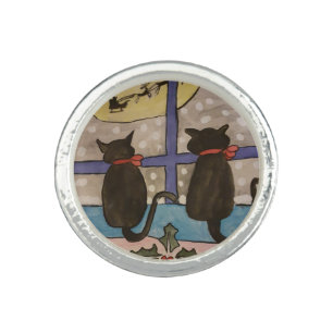 Black Cat Christmas Ring