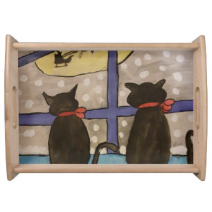 Black Cat Christmas Serving Tray