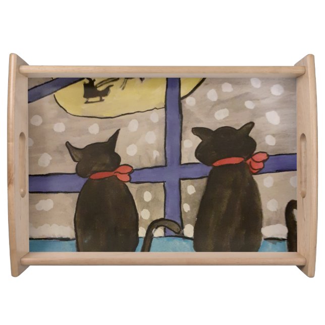 Black Cat Christmas Serving Tray (Front)