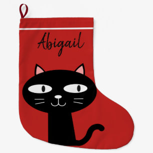 BLACK CAT CHRISTMAS STOCKING,CUTE PERSONAL LARGE CHRISTMAS STOCKING