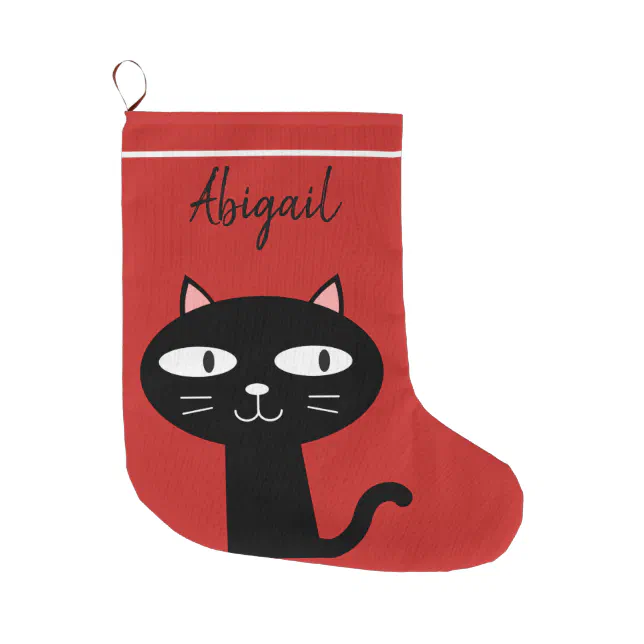 BLACK CAT CHRISTMAS STOCKING,CUTE PERSONAL LARGE CHRISTMAS STOCKING ...