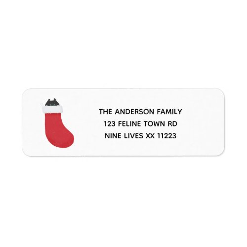 Black cat Christmas Stocking return address Label