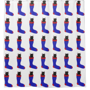 Black Cat Christmas Stocking Shower Curtains