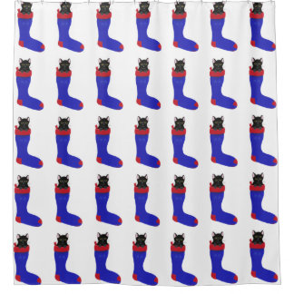 Black Cat Christmas Stocking Shower Curtains