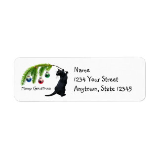 Black Cat Christmas Swag Return Address Labels