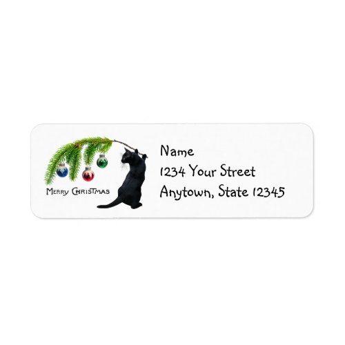 Black Cat Christmas Swag Return Address Labels