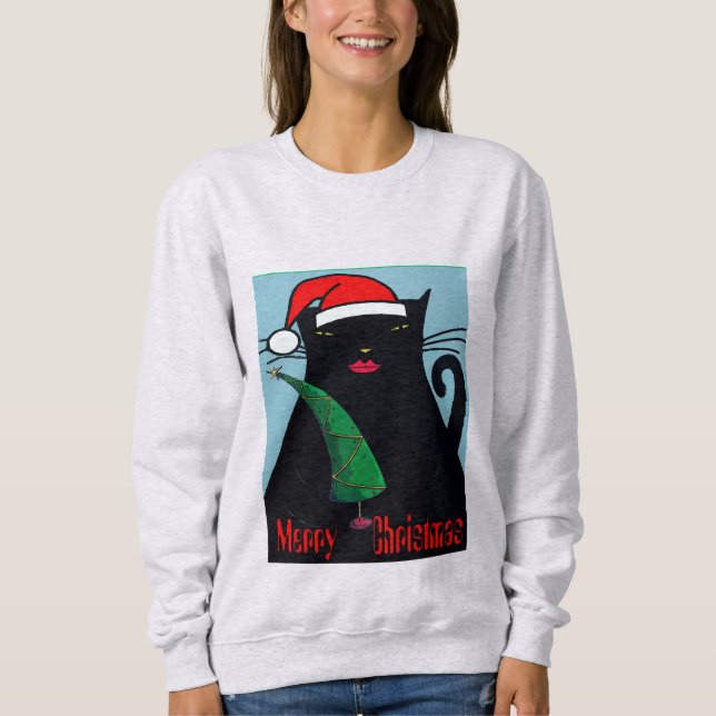 Black Cat Christmas Sweatshirt (Front)