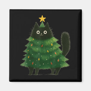 Black Cat Christmas Tree Cute Holiday Pet Lover De Magnet