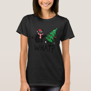 Black Cat Christmas Tree Decor Ornaments Decoratio T-Shirt