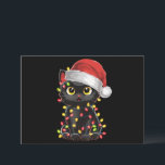 Black Cat Christmas Tree Lights Funny Santa Kitten Holiday Card<br><div class="desc">Black Cat Christmas Tree Lights Funny Santa Kitten</div>