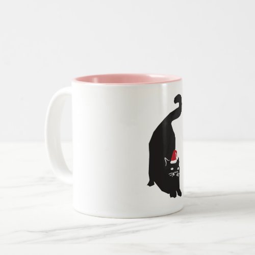 Black Cat Christmas Two_Tone Coffee Mug