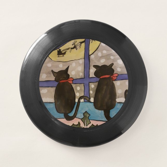 Black Cat Christmas Wham-O Frisbee (Front)
