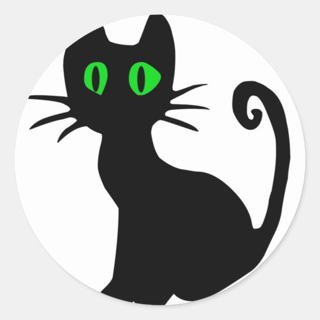 Black Cat Classic Round Sticker (Front)