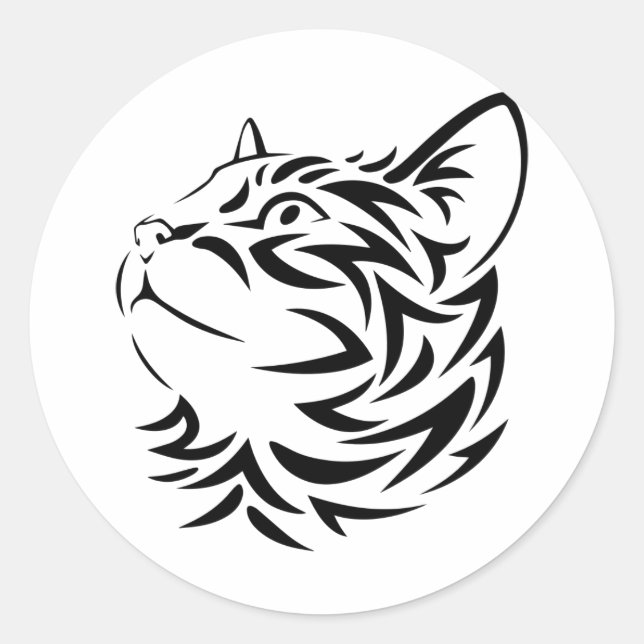 black cat classic round sticker (Front)