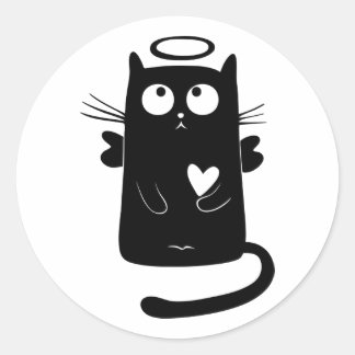 BLACK CAT CLASSIC ROUND STICKER