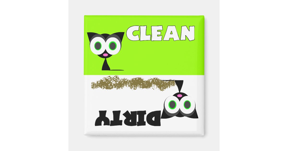 Black Cat Clean / Dirty Dishwasher Zazzle
