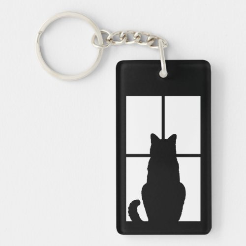 Black Cat Click to Customize Window Color Option Keychain