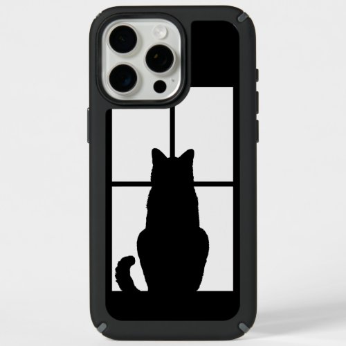 Black Cat Click to Customize Window Color Option iPhone 15 Pro Max Case