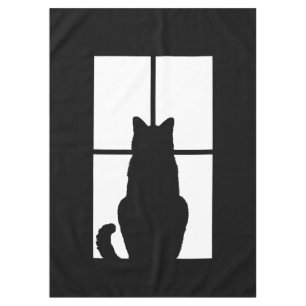 Black Cat Click to Customize Window Color Option Tablecloth