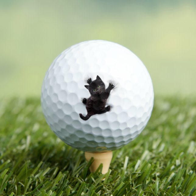 Black Cat Climbing On Human Back Golf Balls (Insitu Tee)
