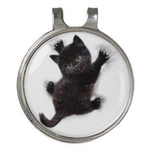 Black Cat Climbing On Human Back Golf Hat Clip