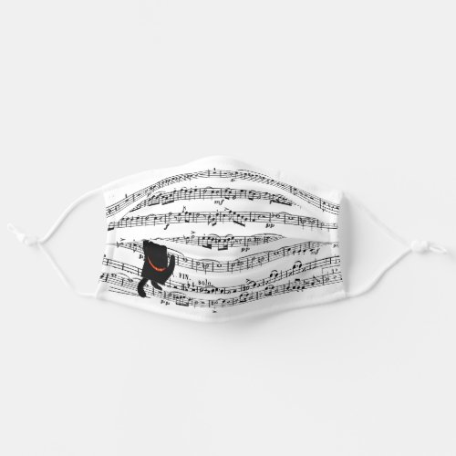 Black Cat Climbing On Music Adult Cloth Face Mask