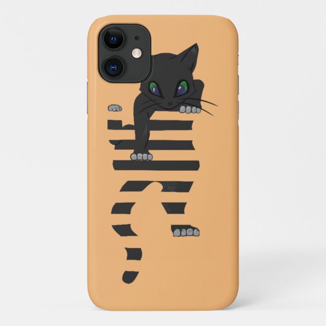 Black Cat Climbs Fit T-shirt  Essential Case-Mate iPhone Case (Back)