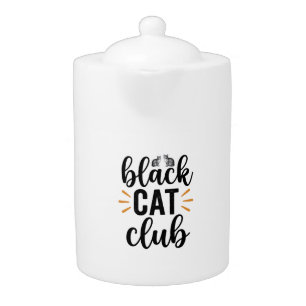 Black Cat Club Vintage Cat Lover Vector Design_1 Teapot