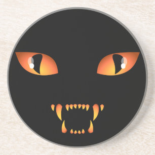 Black Cat Coaster Fun Halloween Evil Cat Decor