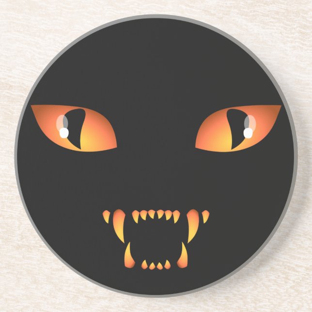 Black Cat Coaster Fun Halloween Evil Cat Decor (Front)