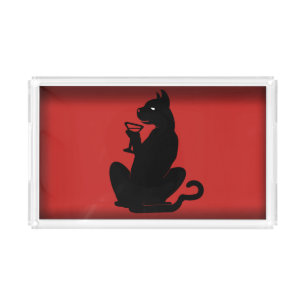 BLACK CAT COCKTAIL by Slipperywindow Acrylic Tray