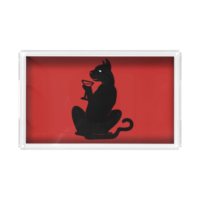 BLACK CAT COCKTAIL by Slipperywindow Acrylic Tray (Front)
