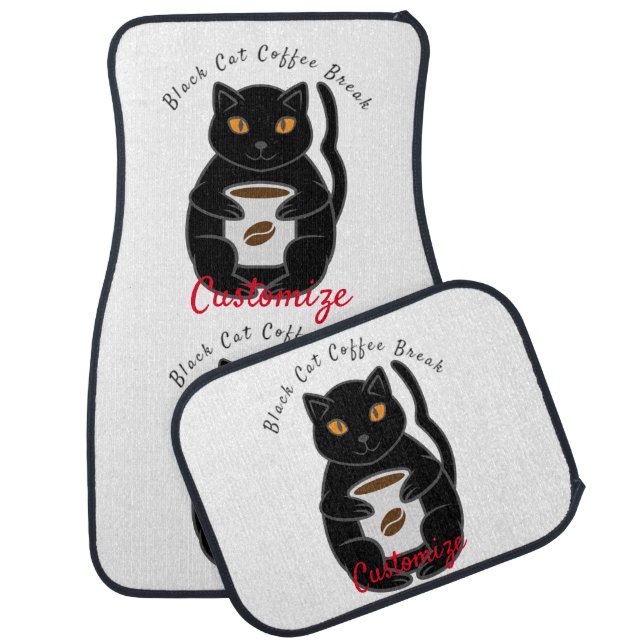 Black Cat Coffee Break Thunder_Cove  Car Floor Mat (Set)