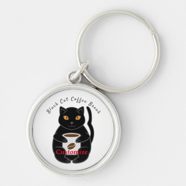 Black Cat Coffee Break Thunder_Cove Keychain (Front)