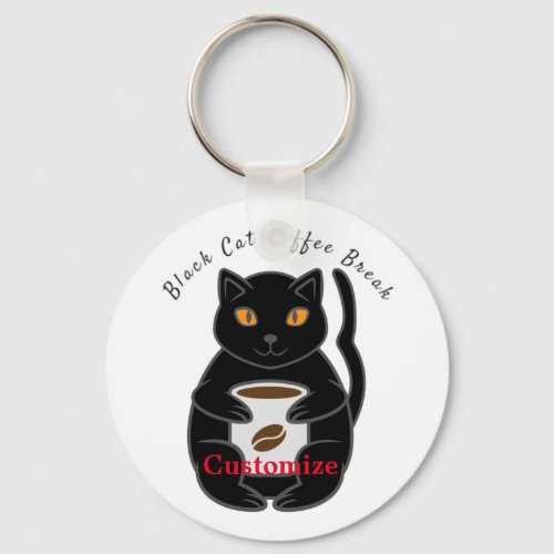 Black Cat Coffee Break Thunder_Cove Keychain