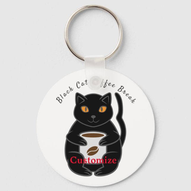 Black Cat Coffee Break Thunder_Cove Keychain (Front)