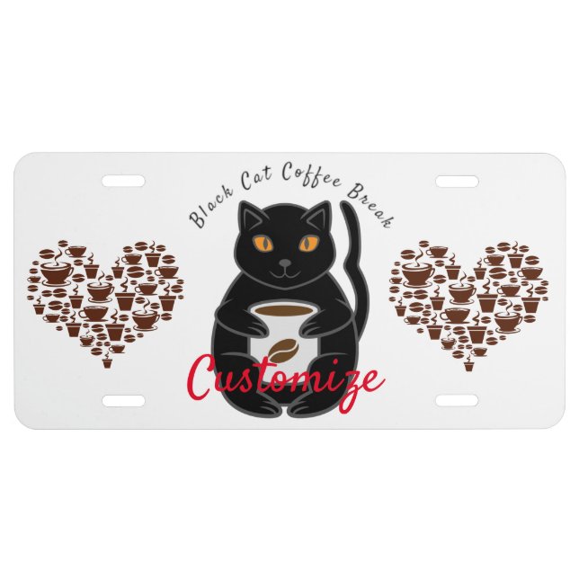 Black Cat Coffee Break Thunder_Cove  License Plate (Front)