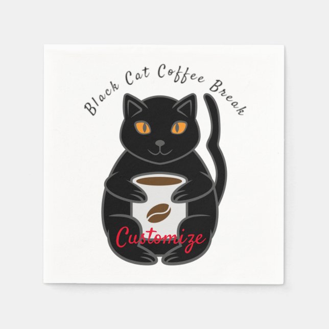 Black Cat Coffee Break Thunder_Cove Napkins (Front)