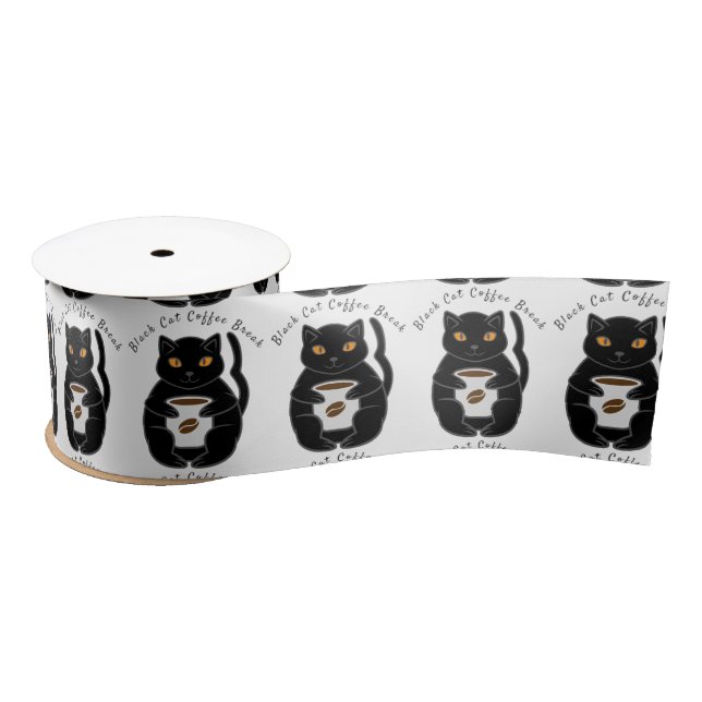 Black Cat Coffee Break Thunder_Cove  Satin Ribbon (Spool)