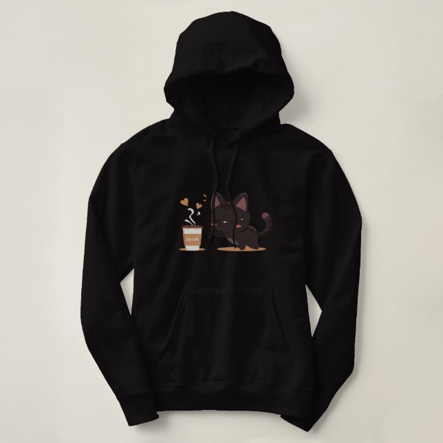 Black cat Coffee ( Decaff ) Hoodie (Design Front)