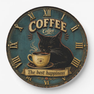 Black Cat Coffee Lover Farmhouse Kitchen Decor Paper Plates