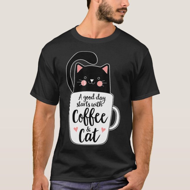 Black Cat Coffee Mug Cat T-Shirt (Front)