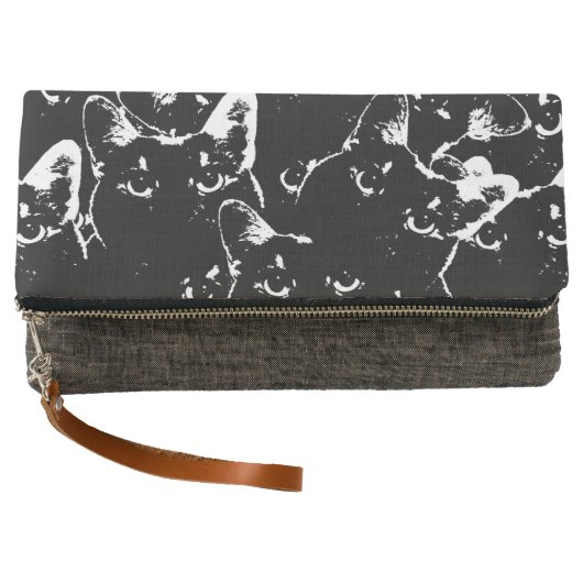 Black Cat Collage Clutch (Front)